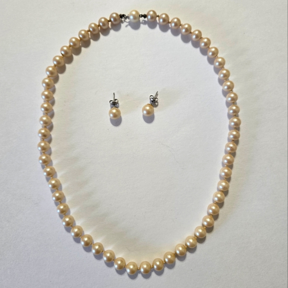 Faux Pearl Necklace & Earring Set